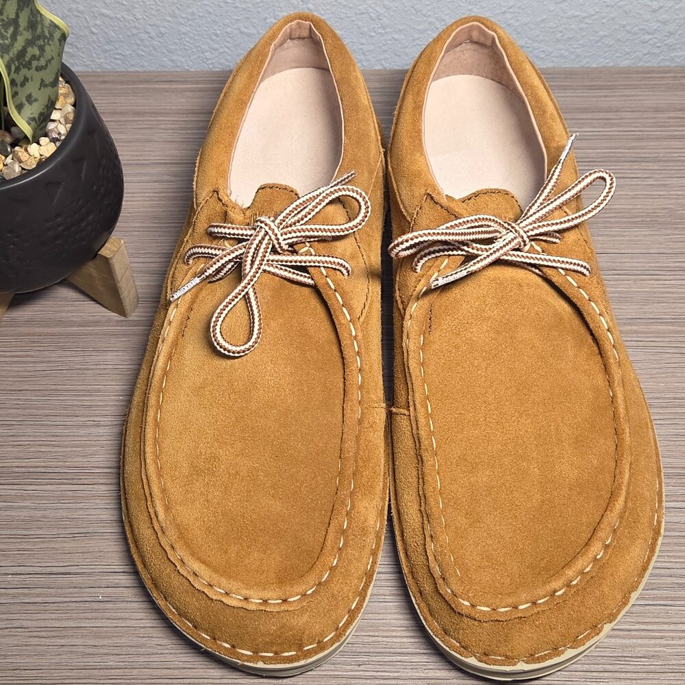 Birkenstock Men's Suede Boat Shoes in Tan